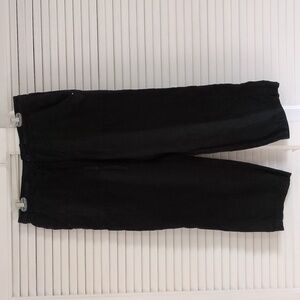 Blue Earth Linen "Beachcomber" Wide Leg Roll-up Capri Drawstring Pants. Blk Sz 4